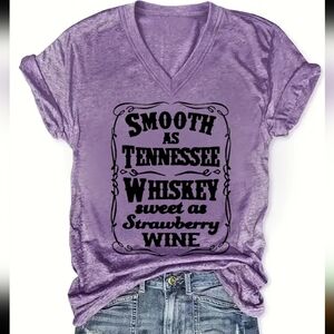 NEW Women's Purple VNeck Tshirt "Smooth As Tennessee Whiskey..."  XXL